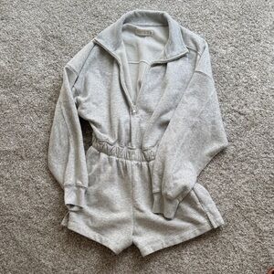Gray Zip-Up Romper